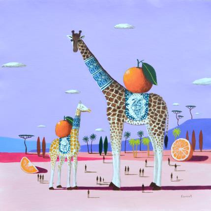 Peinture Girafes aux oranges par Lionnet Pascal Carré d artistes