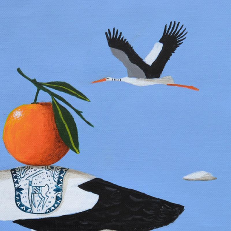 Painting Cigognes Aux Oranges By Lionnet Pascal Carr D Artistes