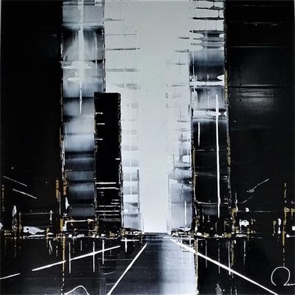 Peinture Exit or par Rey Julien | Tableau Figuratif Mixte Vues urbaines, noir & blanc