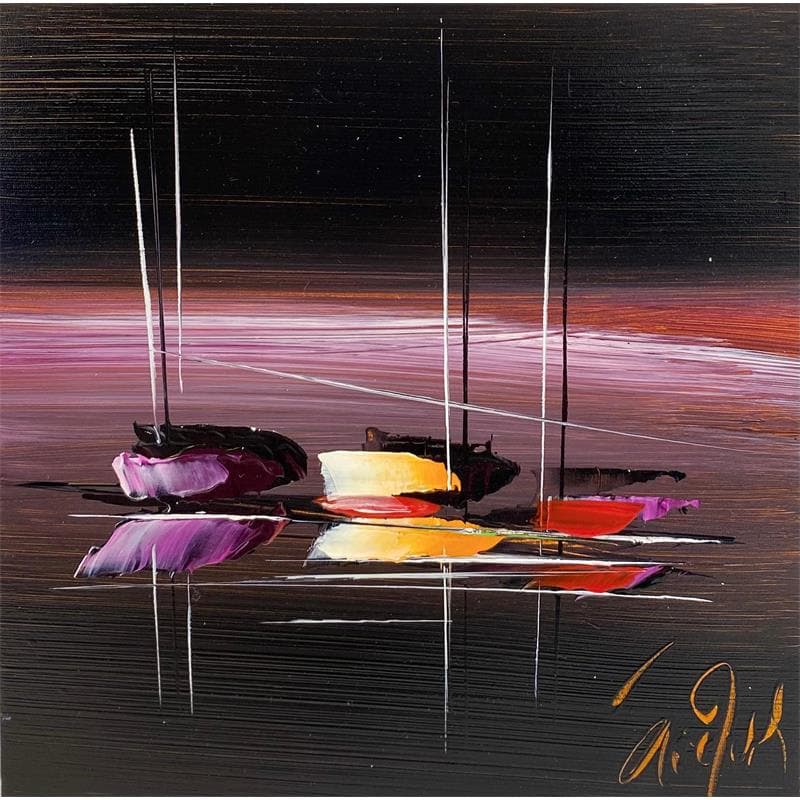 Painting Vol de nuit by Munsch Eric | Painting Abstract Oil Marine, Pop icons