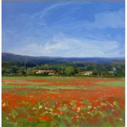 Painting Coquelicots vers Roussillon by Giroud Pascal | Painting Figurative Oil Landscapes