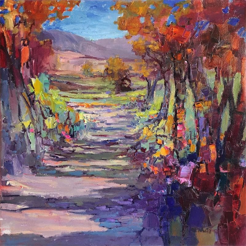 Painting Thoughts of one path by Petras Ivica | Painting Figurative Landscapes Oil