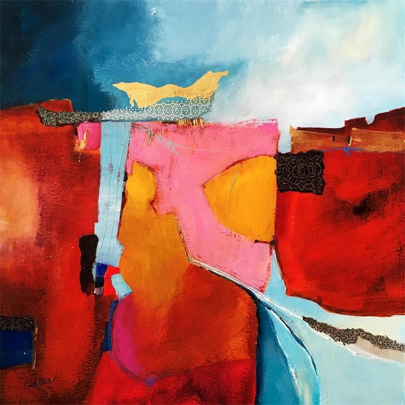 Painting La cascade des marins by Lau Blou | Painting Abstract Mixed Minimalist