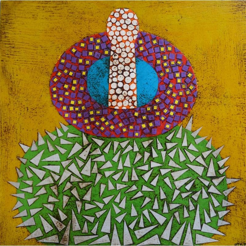 Painting Cactus 12 by Ortiz Gustavo | Painting Raw art Cardboard, Gluing Portrait