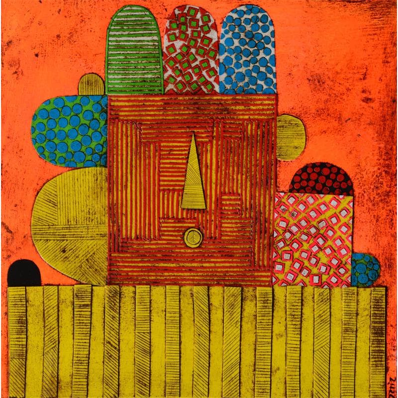 Painting Amarillo by Ortiz Gustavo | Painting Raw art Cardboard, Gluing Portrait
