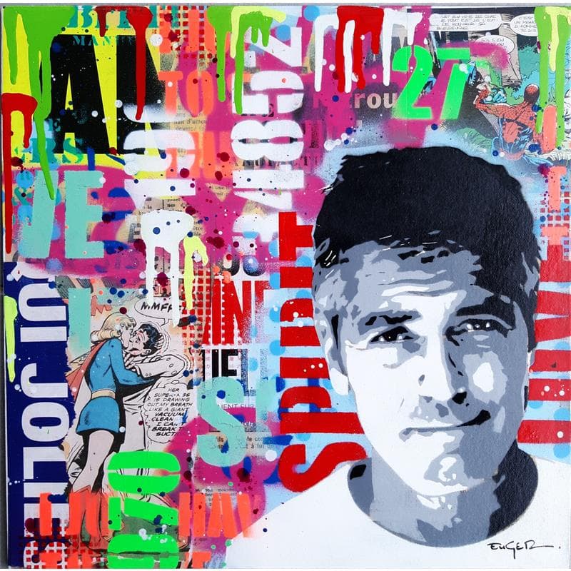 Painting George Clooney by Euger Philippe | Painting Pop-art Acrylic, Graffiti Pop icons