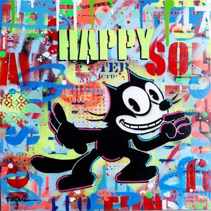 Painting Happy by Euger Philippe | Painting Pop art Mixed Pop icons