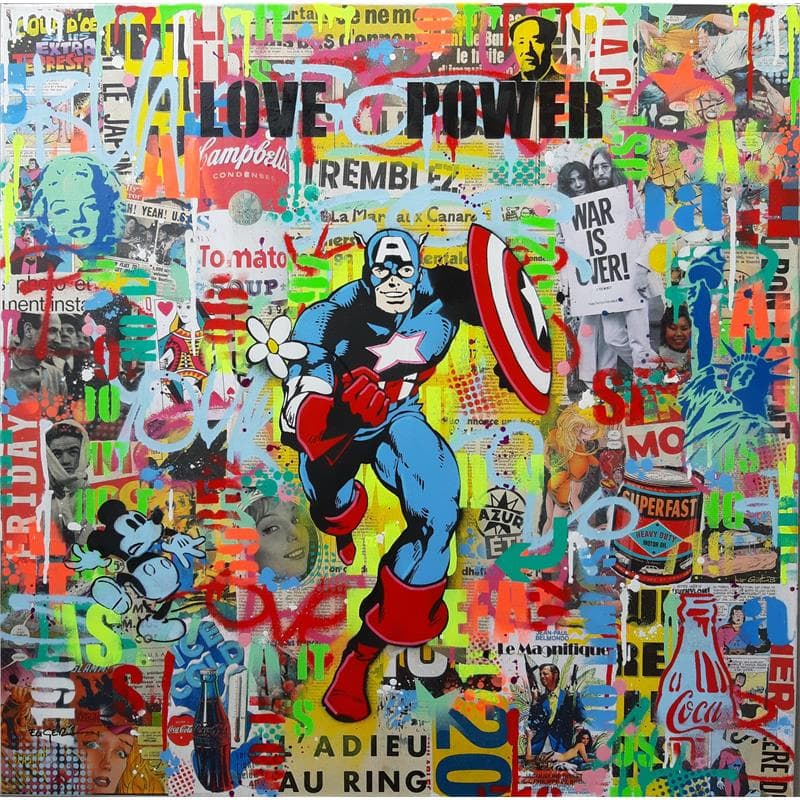 Painting Love Power by Euger Philippe | Painting Pop-art Acrylic, Graffiti Pop icons