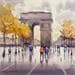 Painting Arc de Triomphe in Autumn  by Dandapat Swarup | Painting Figurative Watercolor Landscapes Urban Life style