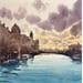 Gemälde Clouds on My Water von Dandapat Swarup | Gemälde Figurativ Landschaften Urban Alltagsszenen Aquarell