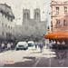 Peinture Remembering Notre-Dame par Dandapat Swarup | Tableau Figuratif Paysages Urbain Scènes de vie Aquarelle