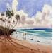 Painting Palm Trees Swaying in the Sea Breeze by Dandapat Swarup | Painting Figurative Landscapes Marine Life style Watercolor