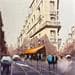 Gemälde Bonjour Paris  von Dandapat Swarup | Gemälde Figurativ Landschaften Urban Alltagsszenen Aquarell
