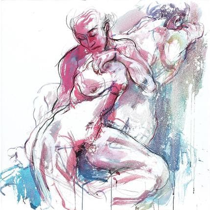 Painting Charlotte dos à dos by Brunel Sébastien | Painting Figurative Mixed Nude