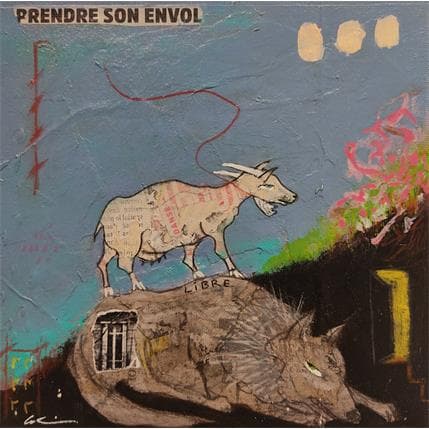Painting Prendre son envol by Colin Sylvie | Painting Raw art Acrylic Animals