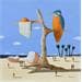 Peinture Martin pêcheur par Lionnet Pascal | Tableau Surréaliste Acrylique animaux