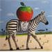 Peinture Zèbre pomme par Lionnet Pascal | Tableau Surréalisme Animaux Acrylique