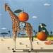 Painting Girafe aux oranges by Lionnet Pascal | Painting Surrealist Acrylic Animals