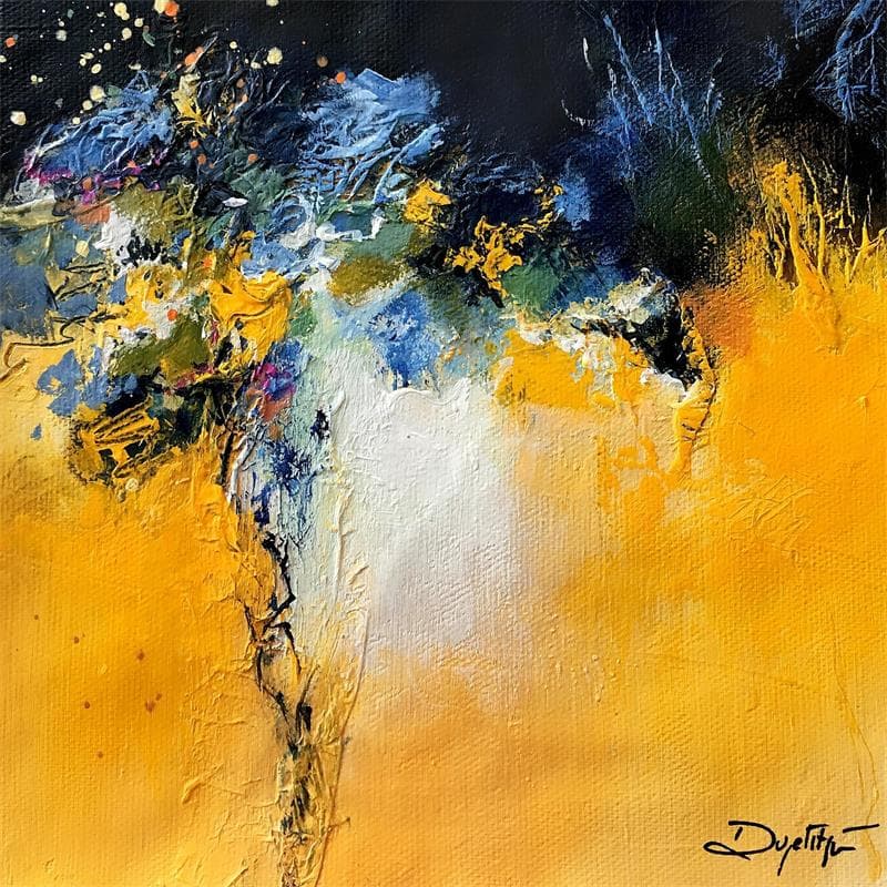 Painting Instant jaune by Dupetitpré Roselyne | Painting Abstract Minimalist Acrylic