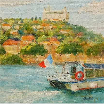 Painting Balade en bateau by Arkady | Painting Figurative Oil Urban