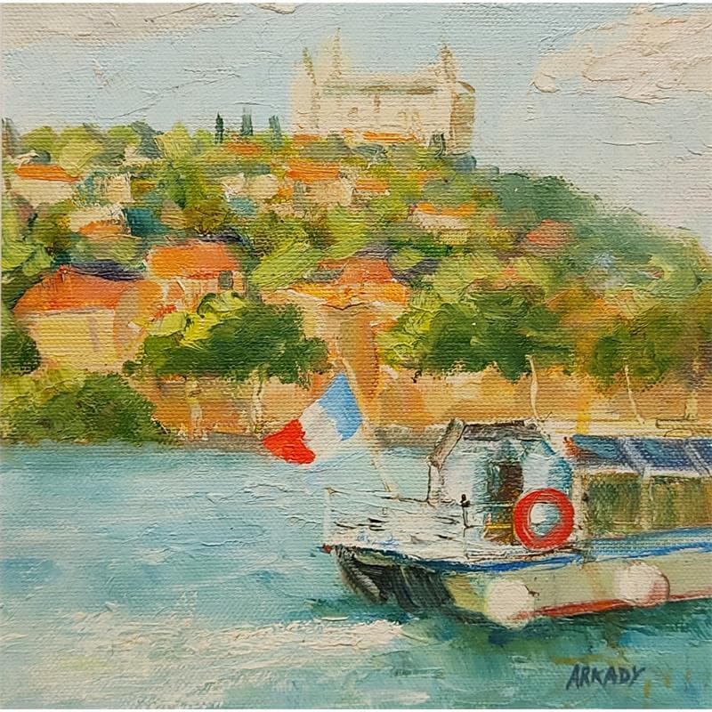 Painting Balade en bateau by Arkady | Painting Figurative Oil Urban