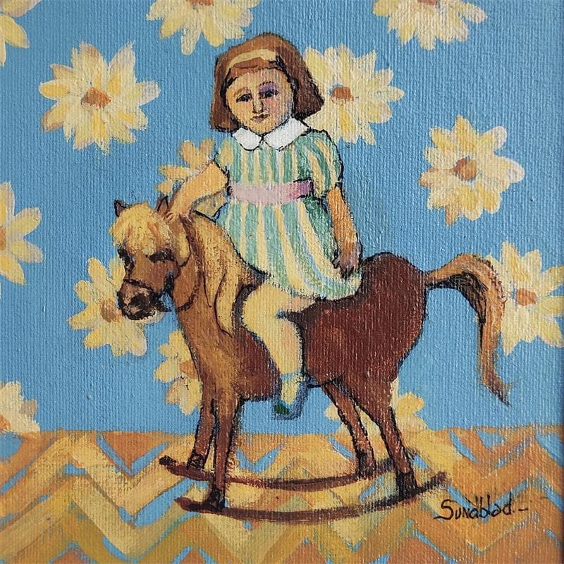 Painting Cheval boisé by Sundblad Silvina | Painting Figurative Life style Oil Acrylic