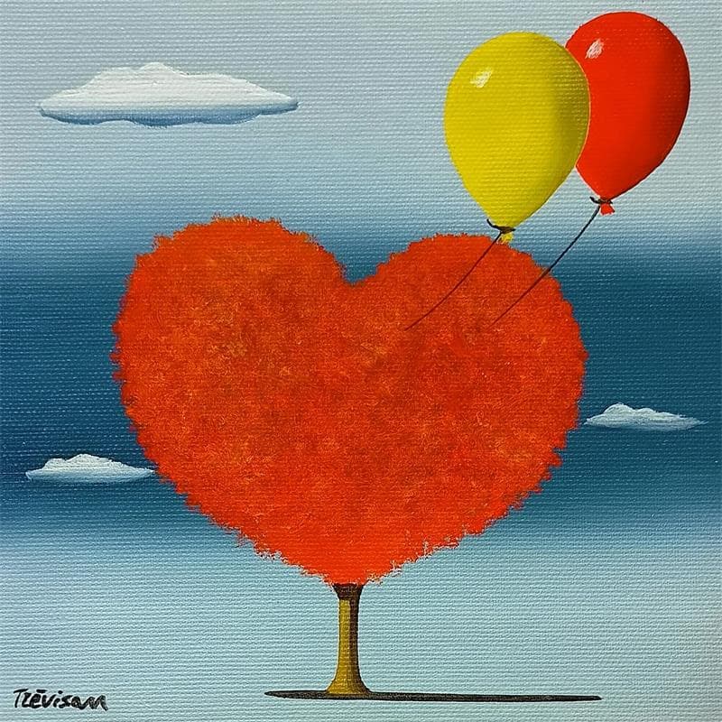 Gemälde Balloons in love von Trevisan Carlo | Gemälde Surrealismus Alltagsszenen Öl