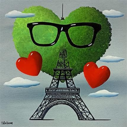 Peinture My heart in Paris par Trevisan Carlo | Tableau Surréaliste Huile scènes de vie