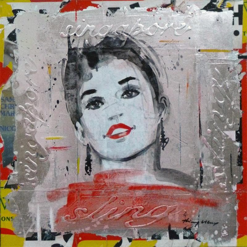 Painting Singapore Sling by Vieux Thierry | Painting Pop-art Portrait Acrylic