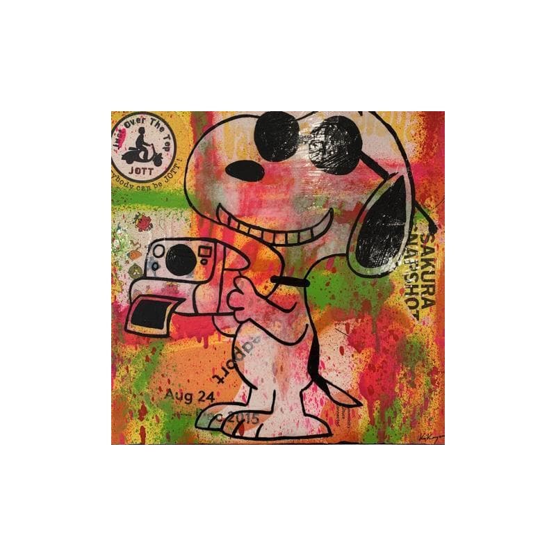 Peinture Snoopy Polaroïd par Kikayou | Tableau Pop-art Graffiti Icones Pop