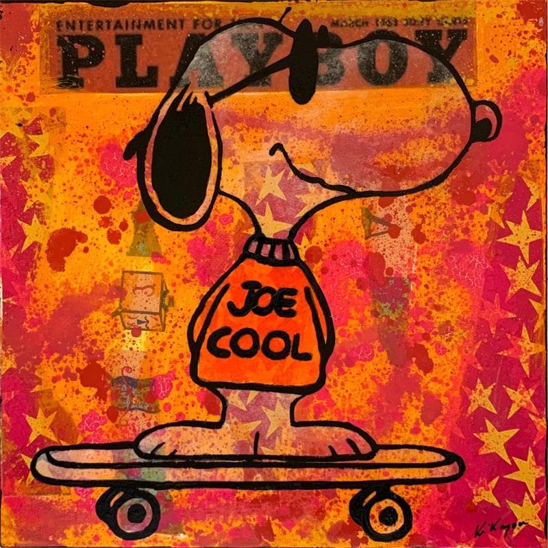 Gemälde Snoopy skate von Kikayou | Gemälde Figurativ Porträt Pop-Ikonen Graffiti Öl