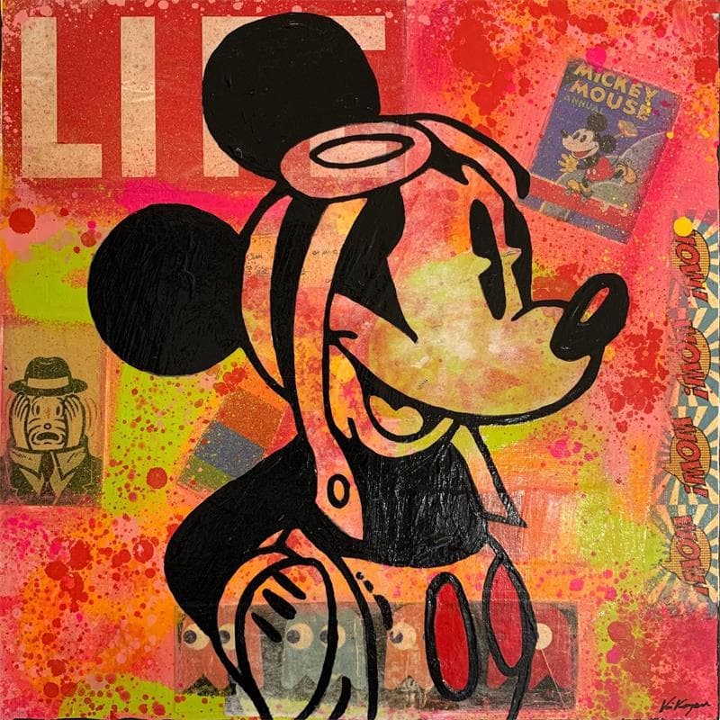 Peinture Mickey aviator par Kikayou | Tableau Graffiti