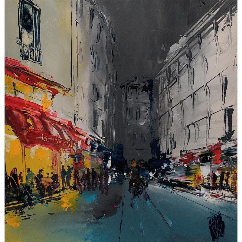 Painting SOIR EN VILLE by Raffin Christian | Painting Figurative Life style Oil