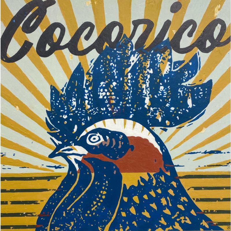 Peinture Cocorico par Okuuchi Kano  | Tableau Pop-art Icones Pop Animaux Carton Acrylique