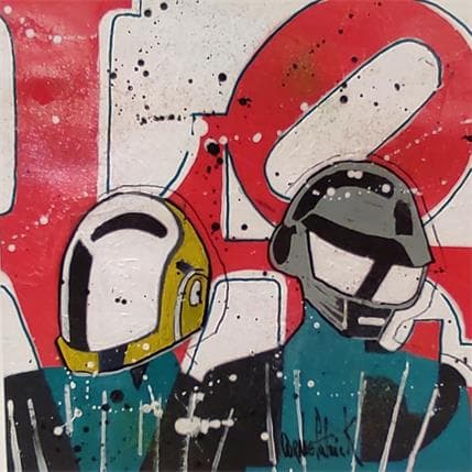 Peinture I love Daft Punk par Cornée Patrick | Tableau Pop Art Acrylique, Mixte icones Pop