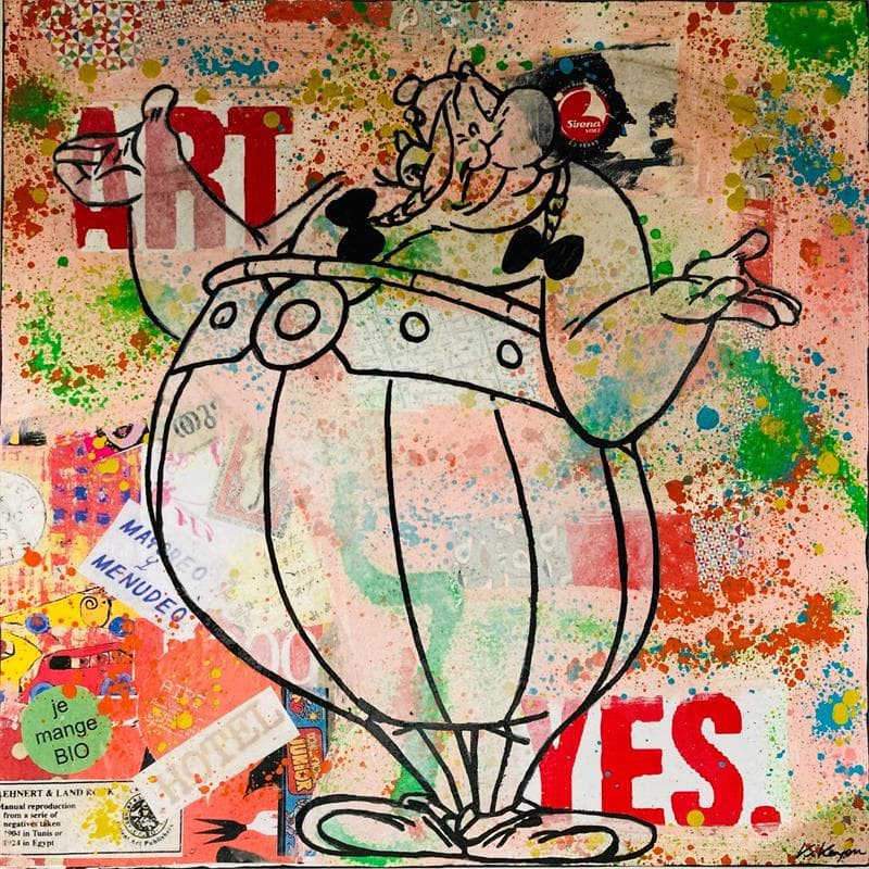 Painting Obelix by Kikayou | Painting Pop art Cardboard, Graffiti Pop icons