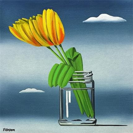 Painting Yellow tulips by Trevisan Carlo | Painting Surrealist Oil still-life