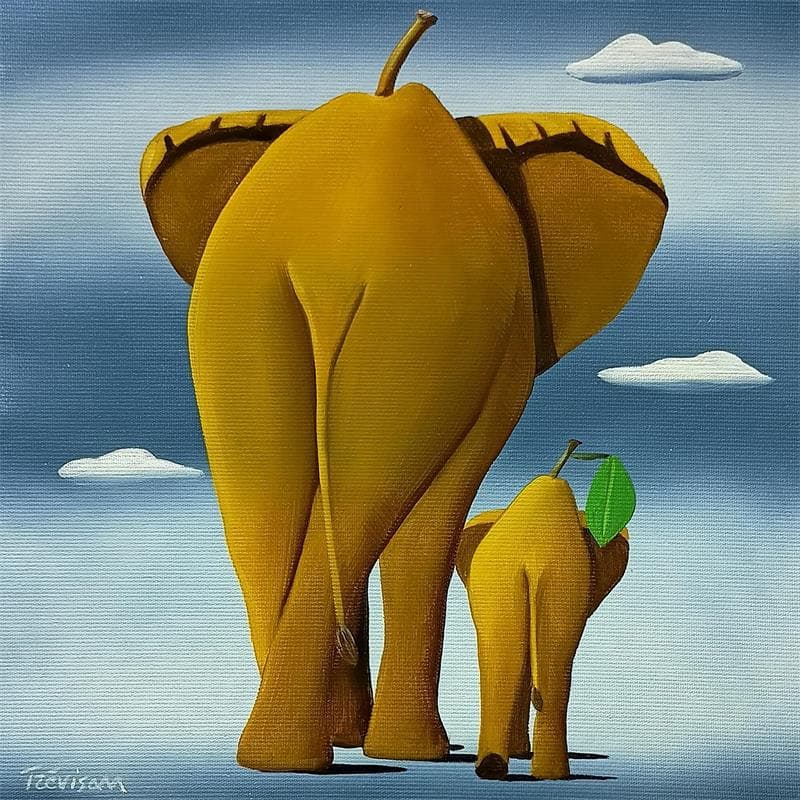 Painting Maternity by Trevisan Carlo | Painting Surrealist Oil Animals