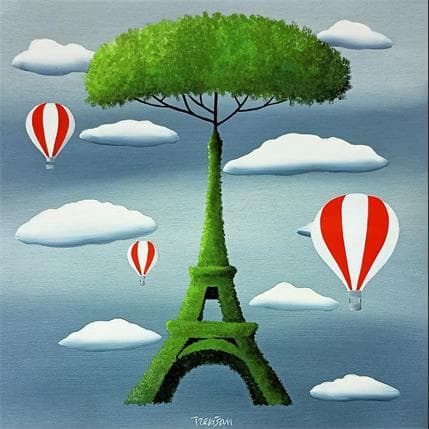 Painting Pine tree Eiffel by Trevisan Carlo | Painting Surrealist Oil Life style