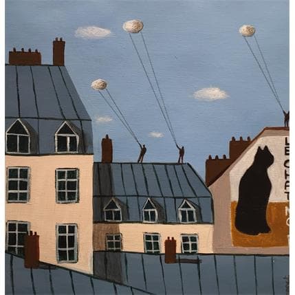 Painting Le chat noir by Lionnet Pascal | Painting Surrealism Acrylic Urban