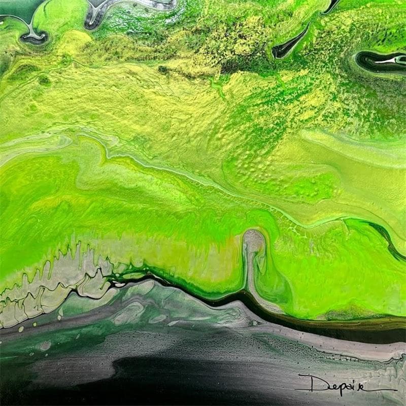 Gemälde Green Spirit von Depaire Silvia | Gemälde Figurativ Porträt Pop-Ikonen Öl Acryl