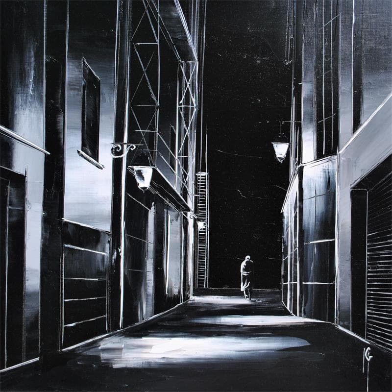 Painting Echappée nocturne by Galloro Maurizio | Painting Figurative Urban Oil
