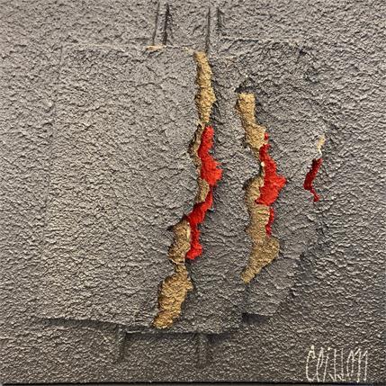 Painting Silvery red by Clisson Gérard | Painting Abstract Wood Minimalist