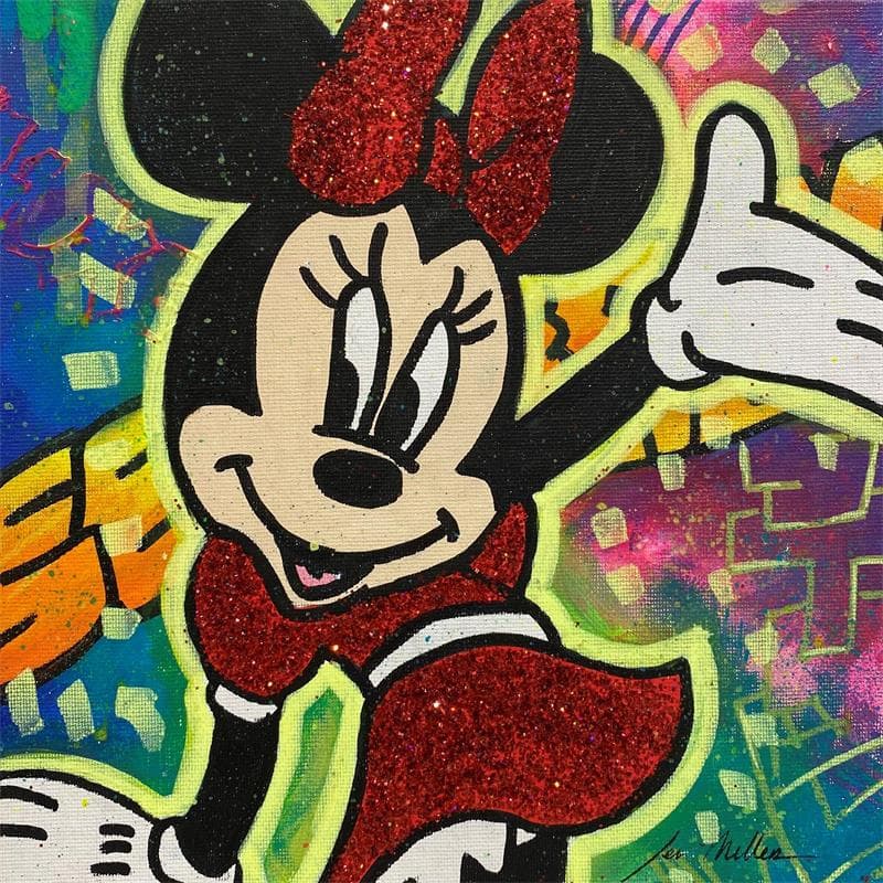 Peinture Minnie Glitters  par Miller Jen  | Tableau Street Art Icones Pop