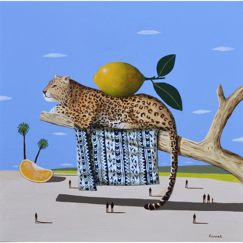 Painting Léopard by Lionnet Pascal | Painting Surrealist Acrylic Animals