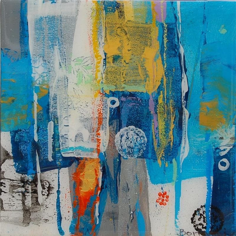 Peinture Misty blue par Bonetti | Tableau Abstrait Acrylique minimaliste