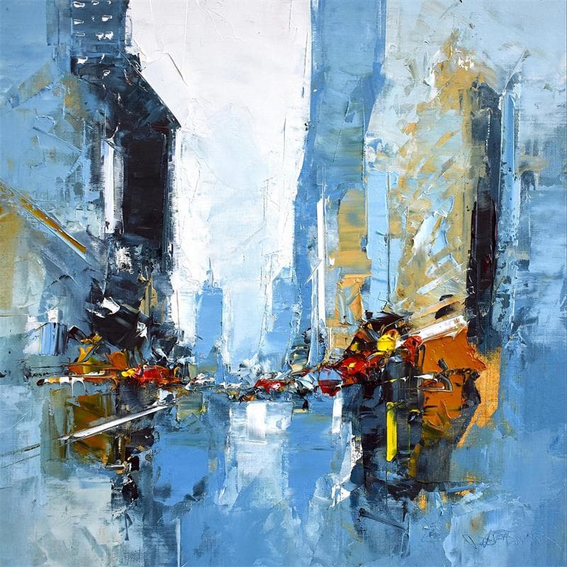 Painting Centre Street morning by Castan Daniel | Painting Figurative Urban Oil