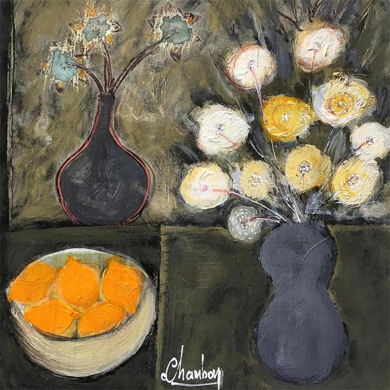 Painting Bouquet d'octobre by Chambon | Painting Figurative Still-life Acrylic