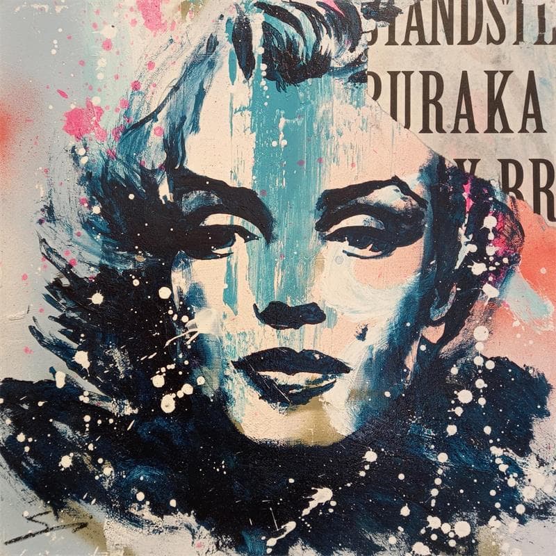 Peinture Sad Marilyn par Mestres Sergi | Tableau Pop-art Icones Pop Graffiti