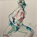 Painting Alice bleu et rose by Brunel Sébastien | Painting Figurative Nude Watercolor